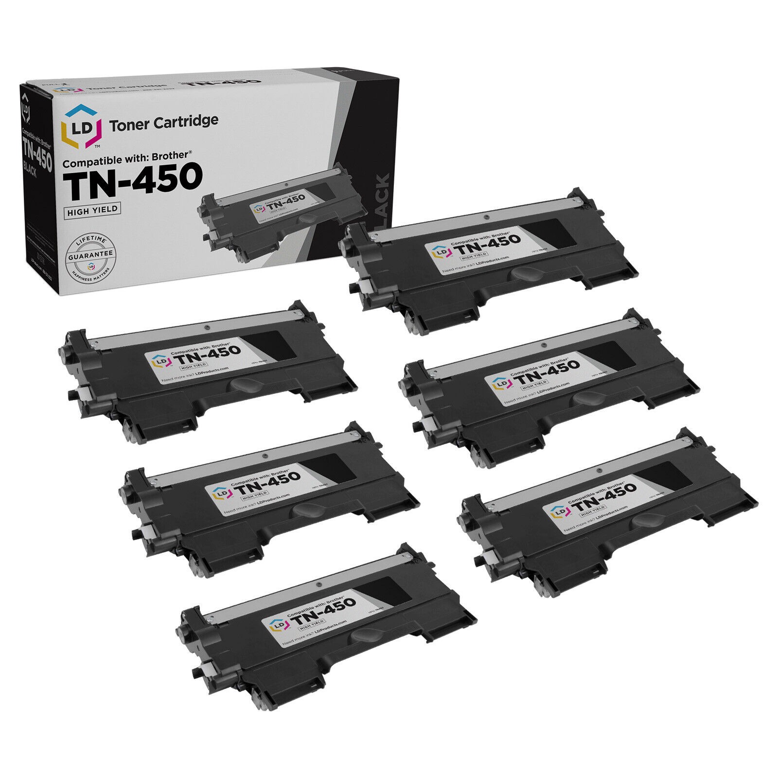 LD For Brother 6pk TN450 HY Toner DCP-7060D 7065DN 2130 2132 2230 2240