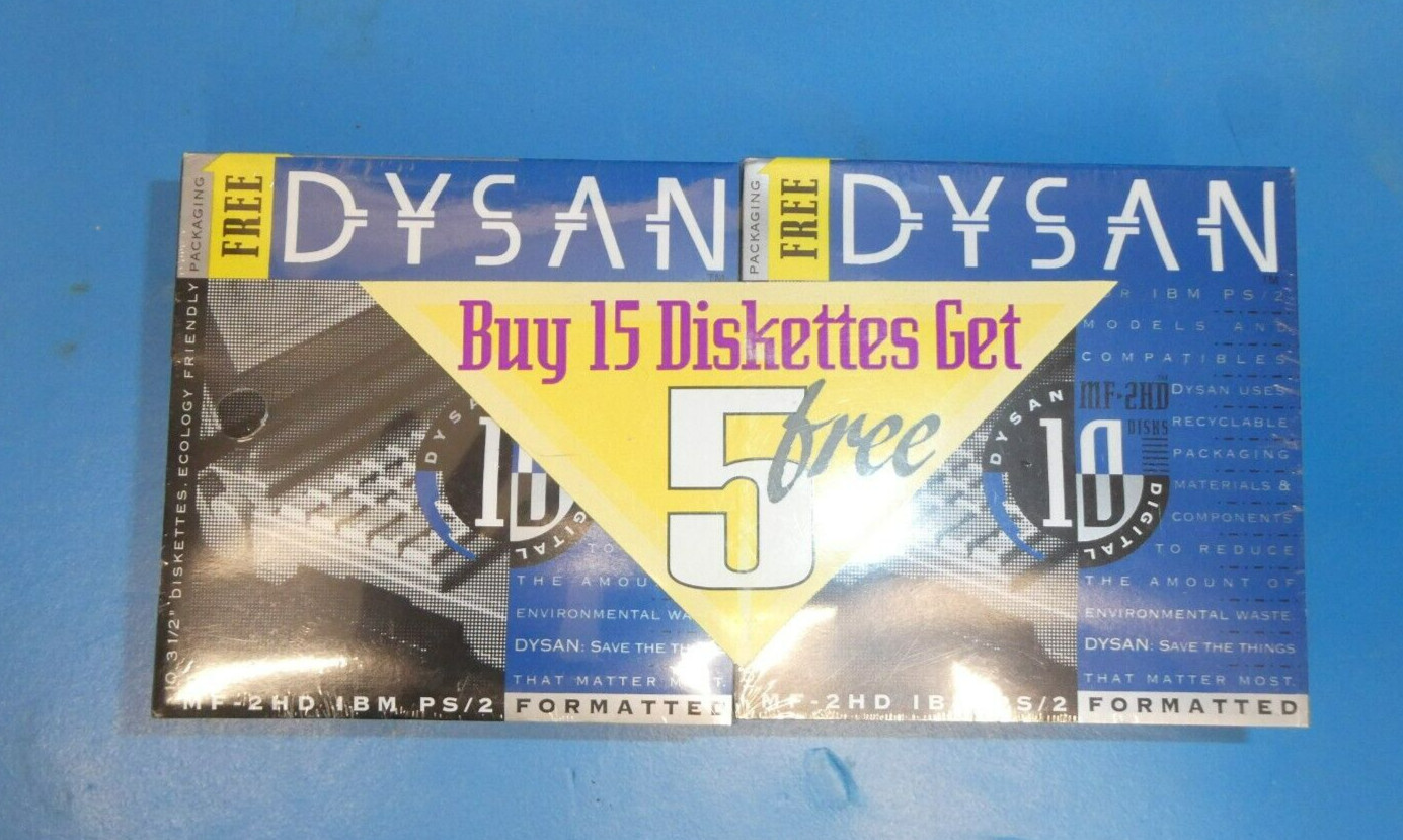 DYSAN 3.5" Diskettes Disks - 20 Diskettes, MF-2HD IBM PS/2 Formatted, Brand NEW