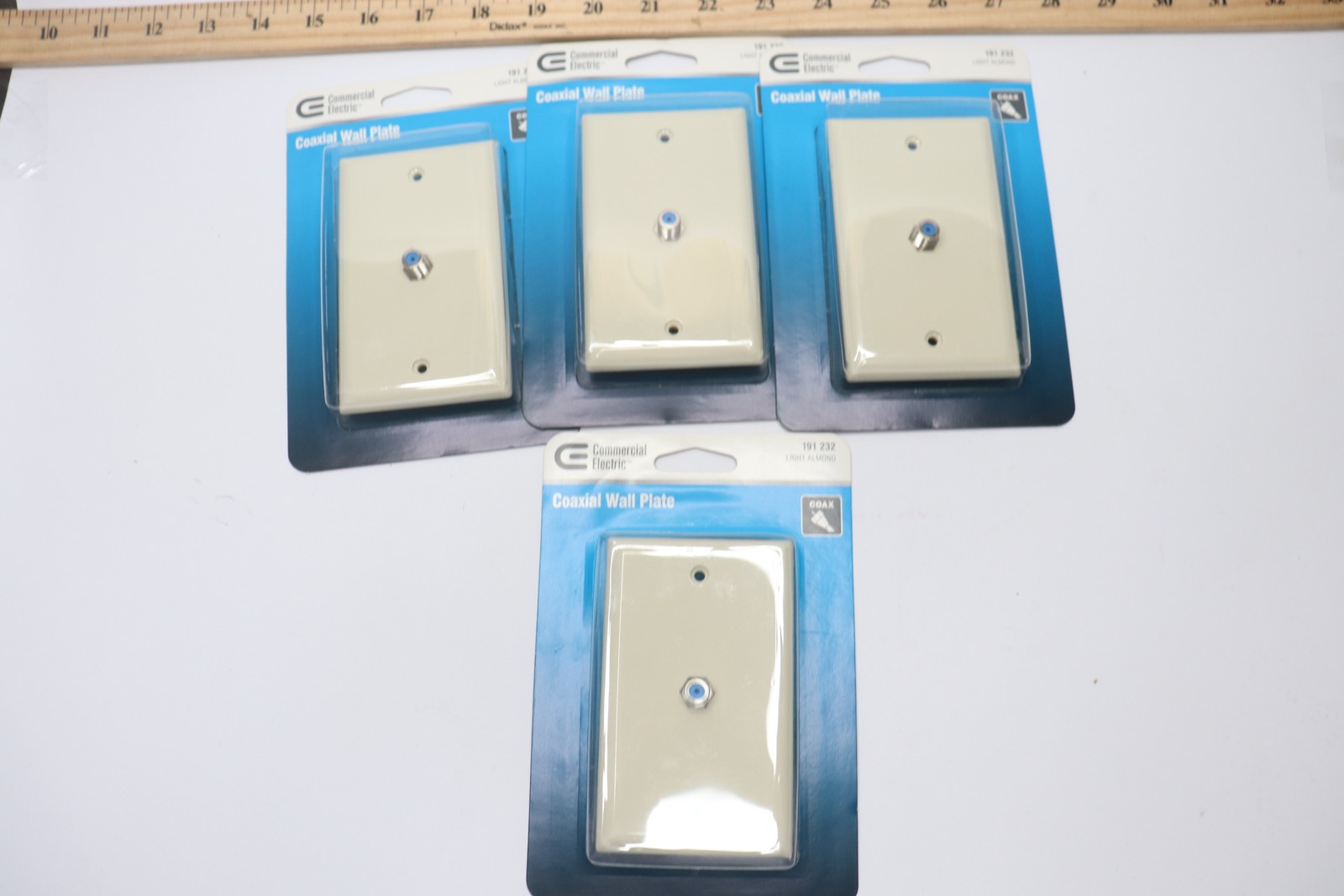 (4-Pk) Commercial Electric Coaxial Cable Wall Plate Light Almond 191 232