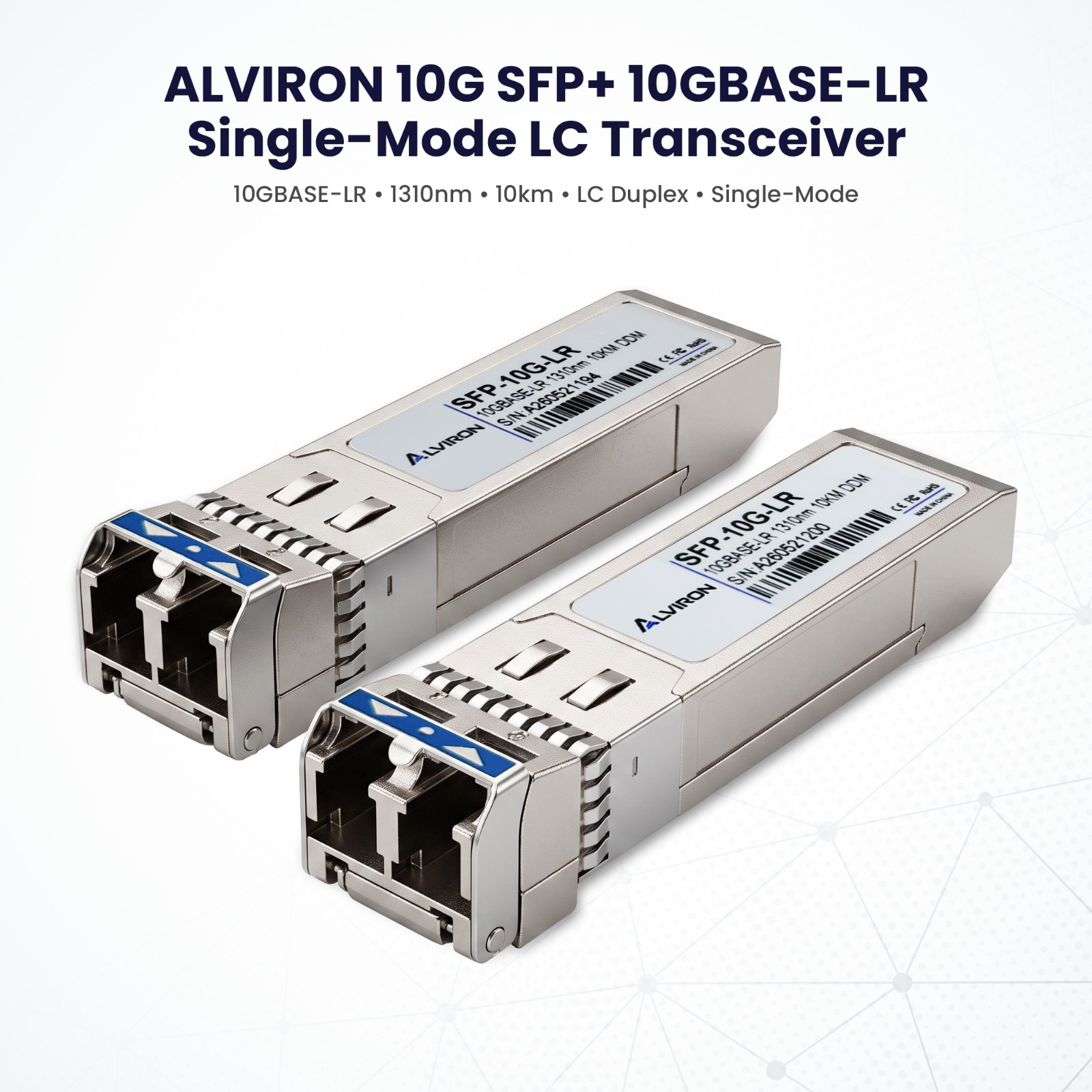 SFP+ 10G‑LR Transceiver (2‑Pack) 1310nm 10km | Cisco‑Compatible | ALVIRON