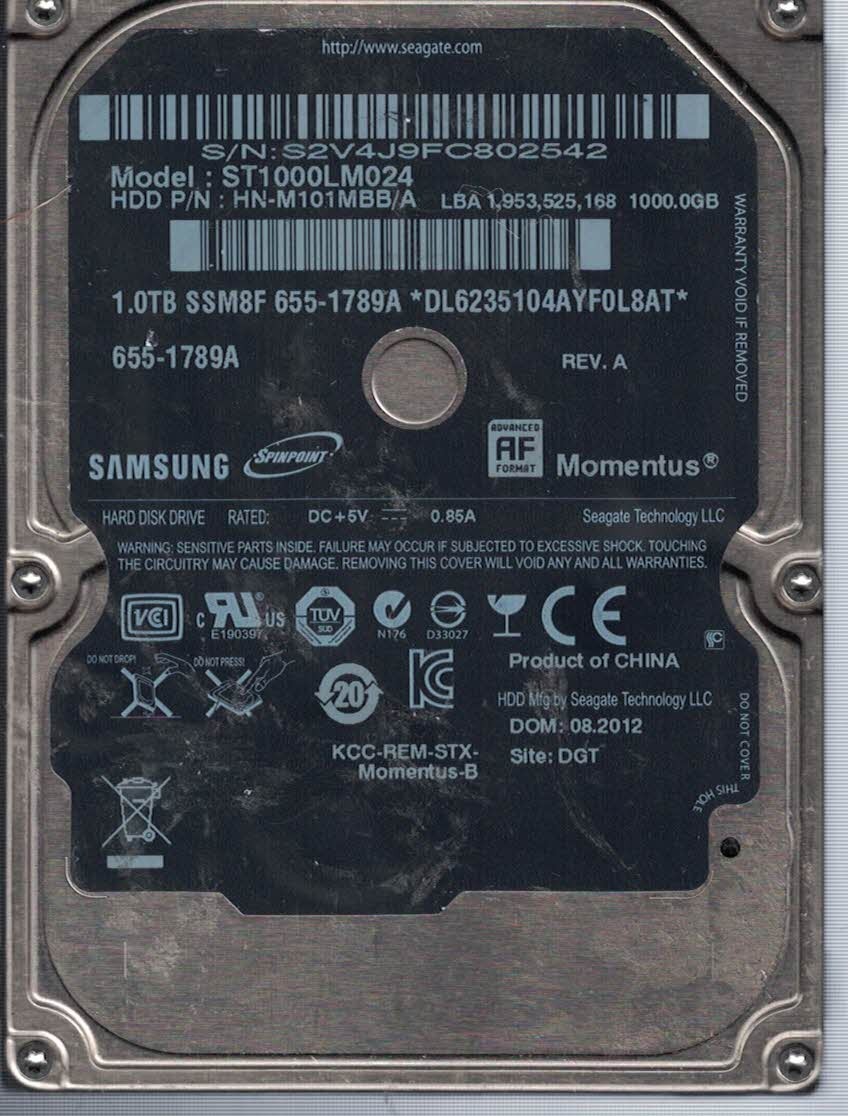 Seagate ST1000LM024 S2V	HN-M101MBB/A A	China 8.2012
