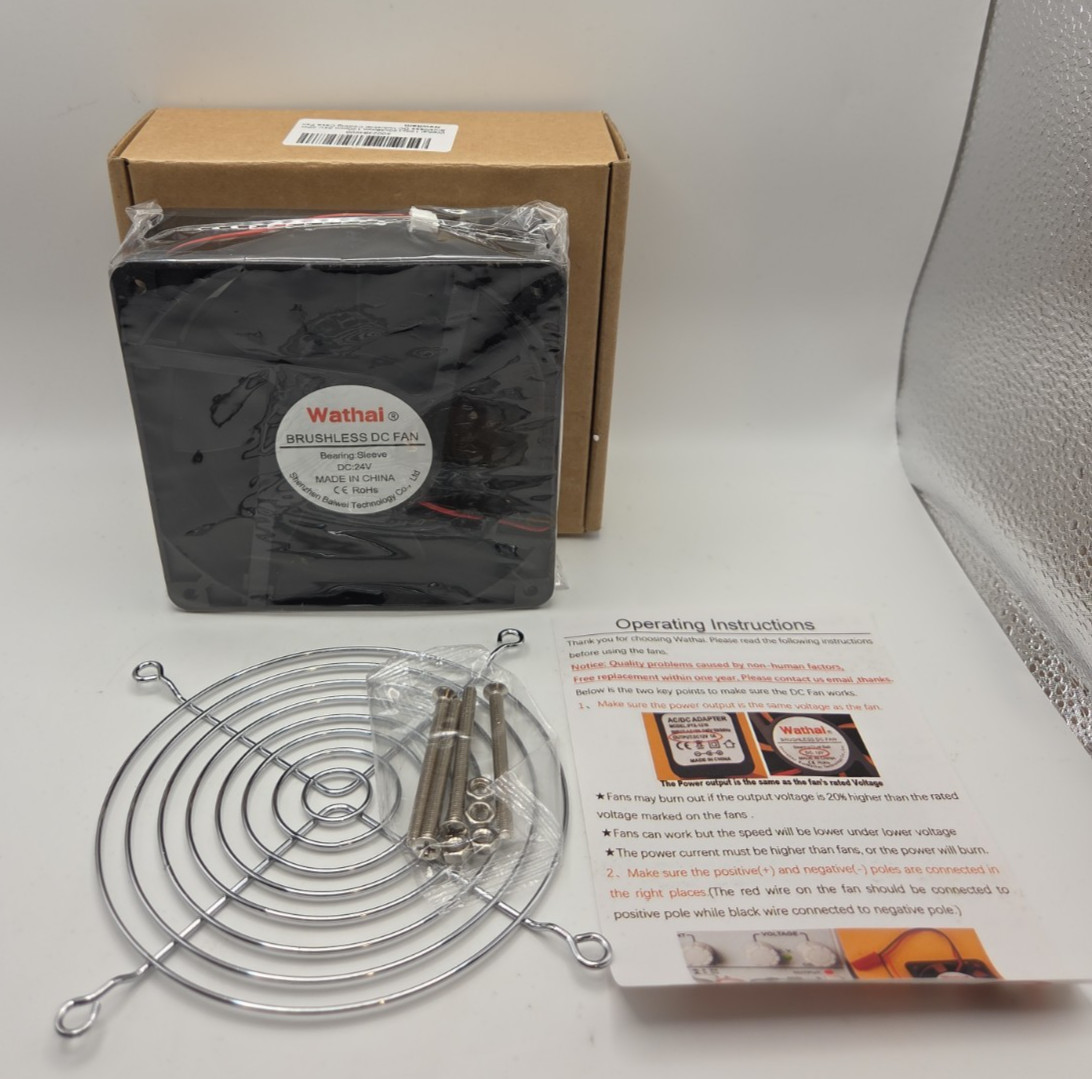 Wathai 120x120x38mm 120mm 24v 2 pin Case Fan PC Cooling DC Brushless Fan NIB