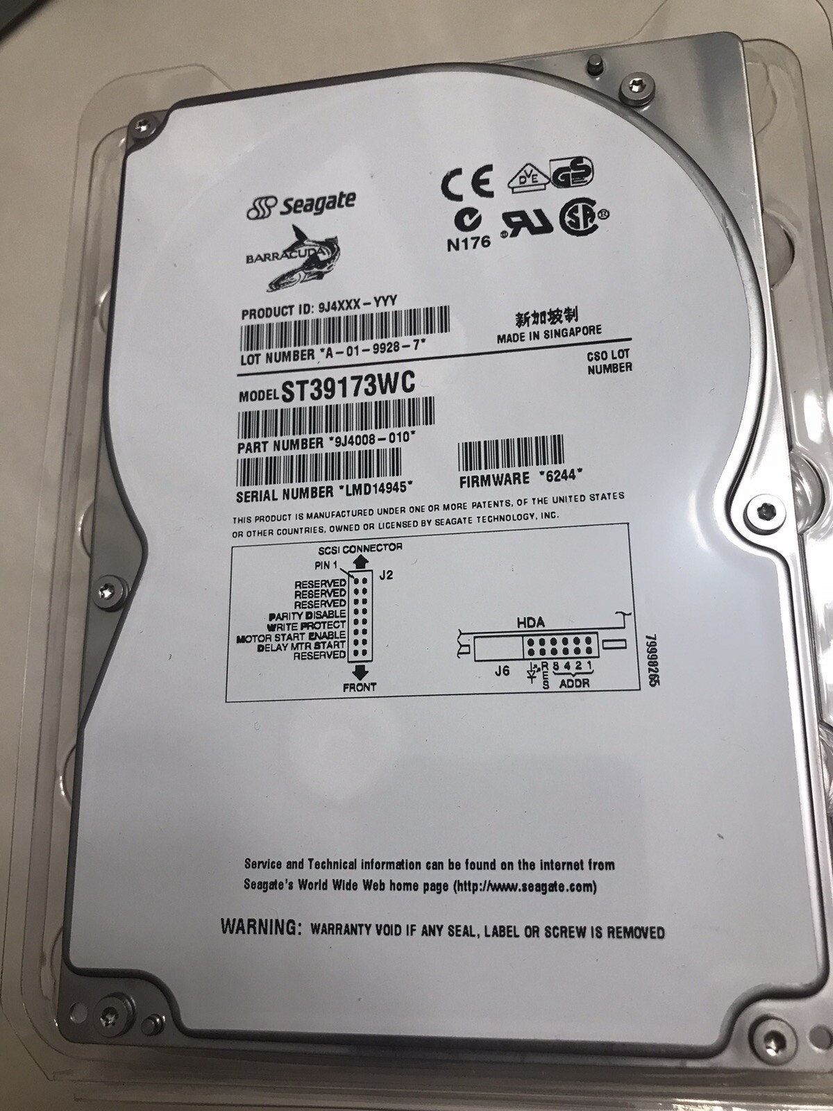 Seagate Barracuda 9LP 9.1GB Internal 7200RPM 3.5" (ST39173WC) HDD