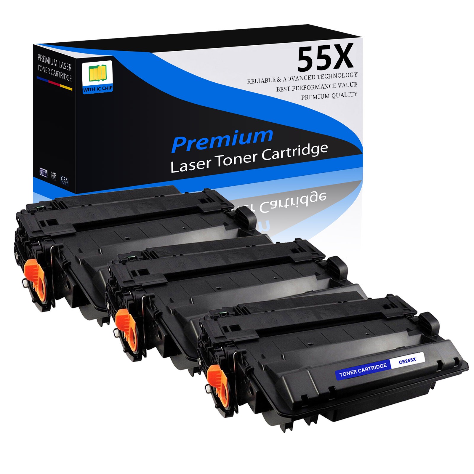 3PK High Yield CE255X 55X Toner Cartridge For HP LaserJet 500 M525dn M525f MFP