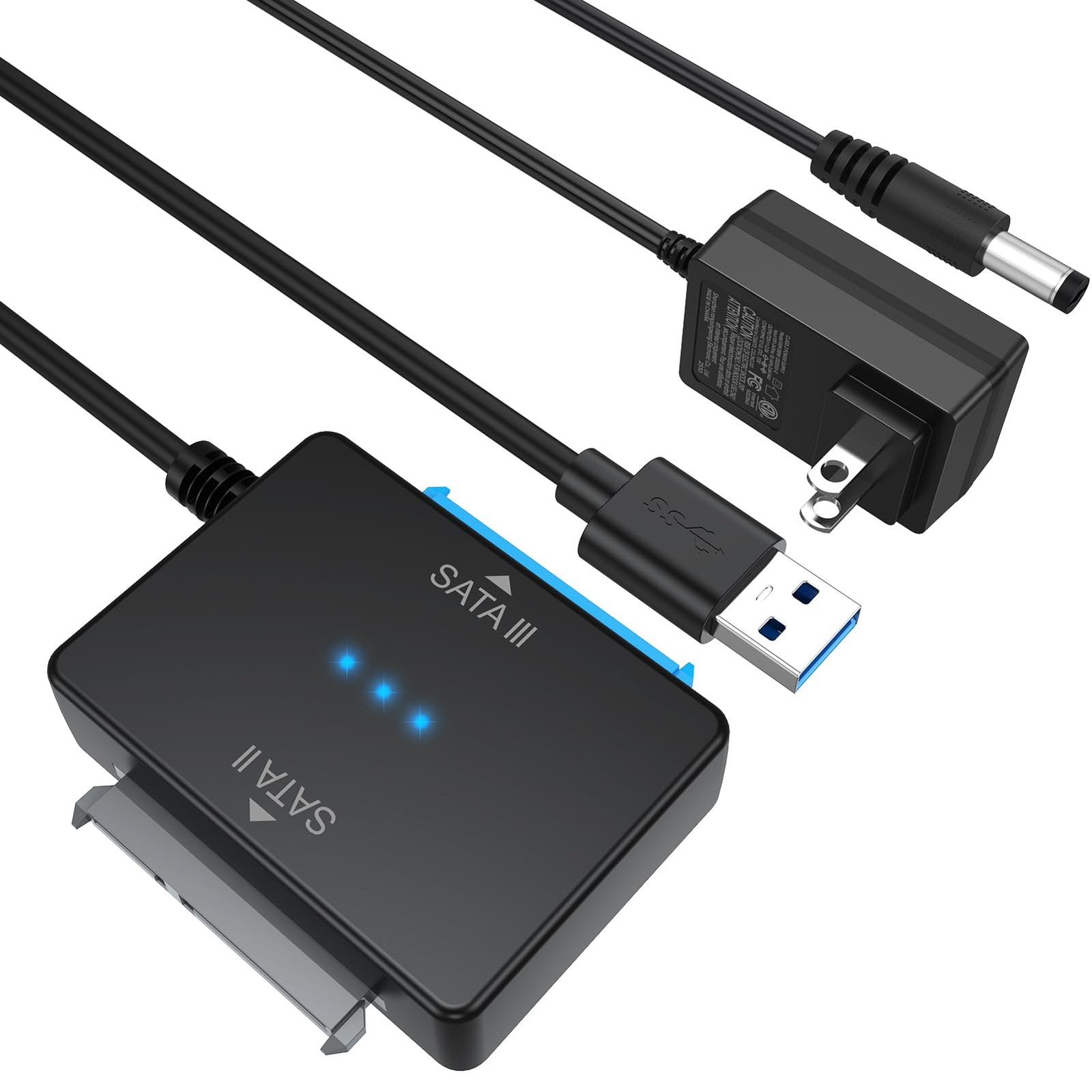 SATA to USB Adapter with Power Supply, Dual Bay Hard Drive Docking Station