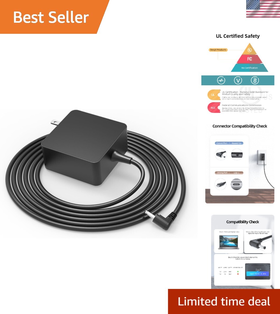 Versatile  Listed 19V Charger - Lightweight Power Adapter for Gateway Laptops