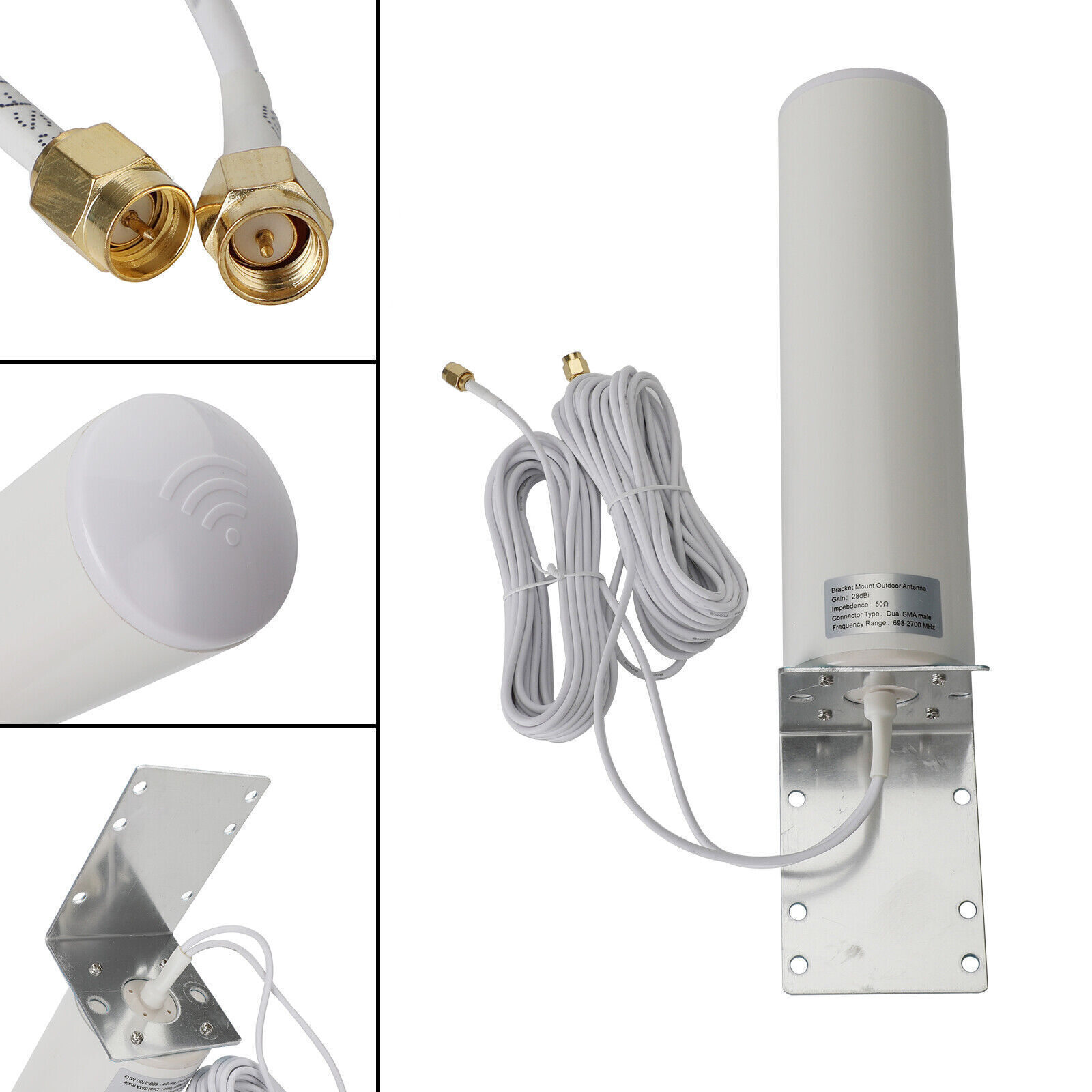 WiFi Antenna 4G LTE Antena SMA / TS-9 28dBi Omni Male 5M Dual Cable 698-2700MHz