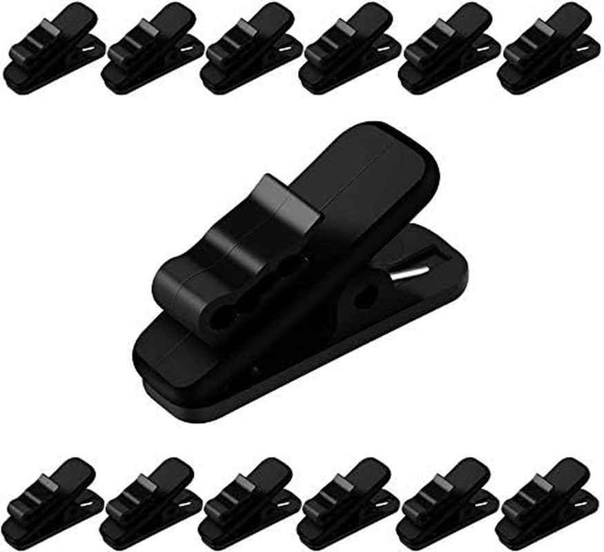 Clip auriculares para camisa sujeta cable microfono 12 piezas color negro