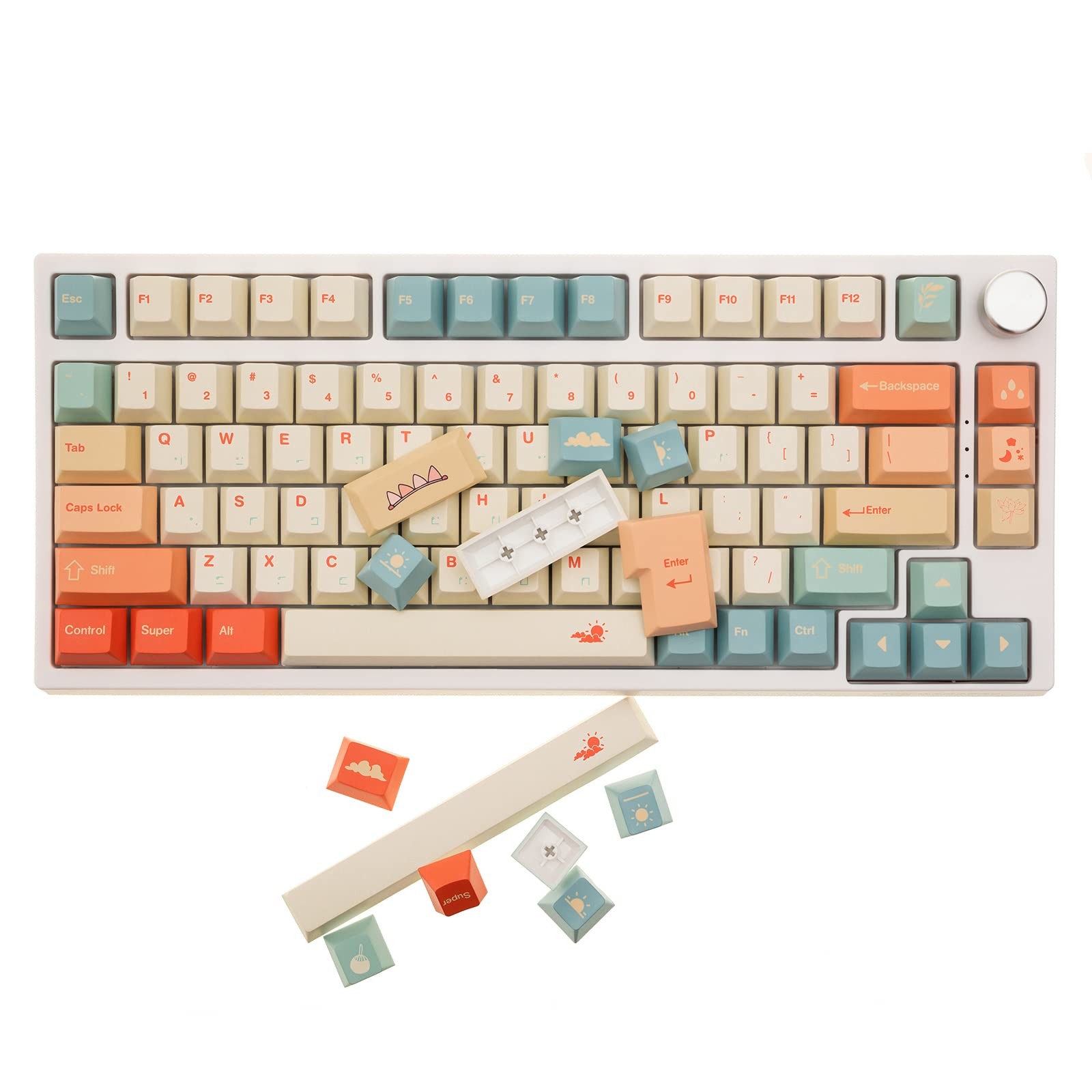 145 Keys Summer Love Keycaps, Cherry Profile, PBT Dye-Sub, Orange, ANSI Layout