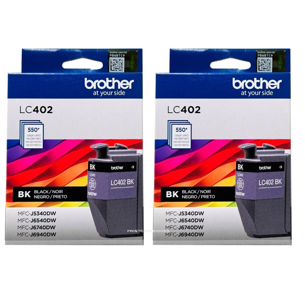 2pcs Genuine Brother LC402 Black  Ink Cartridges Brother 402 Ink