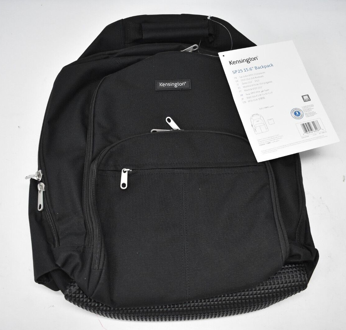 Kensington Simply Portable SP25 Laptop Backpack Bookbag 15.6" Black Carry Case