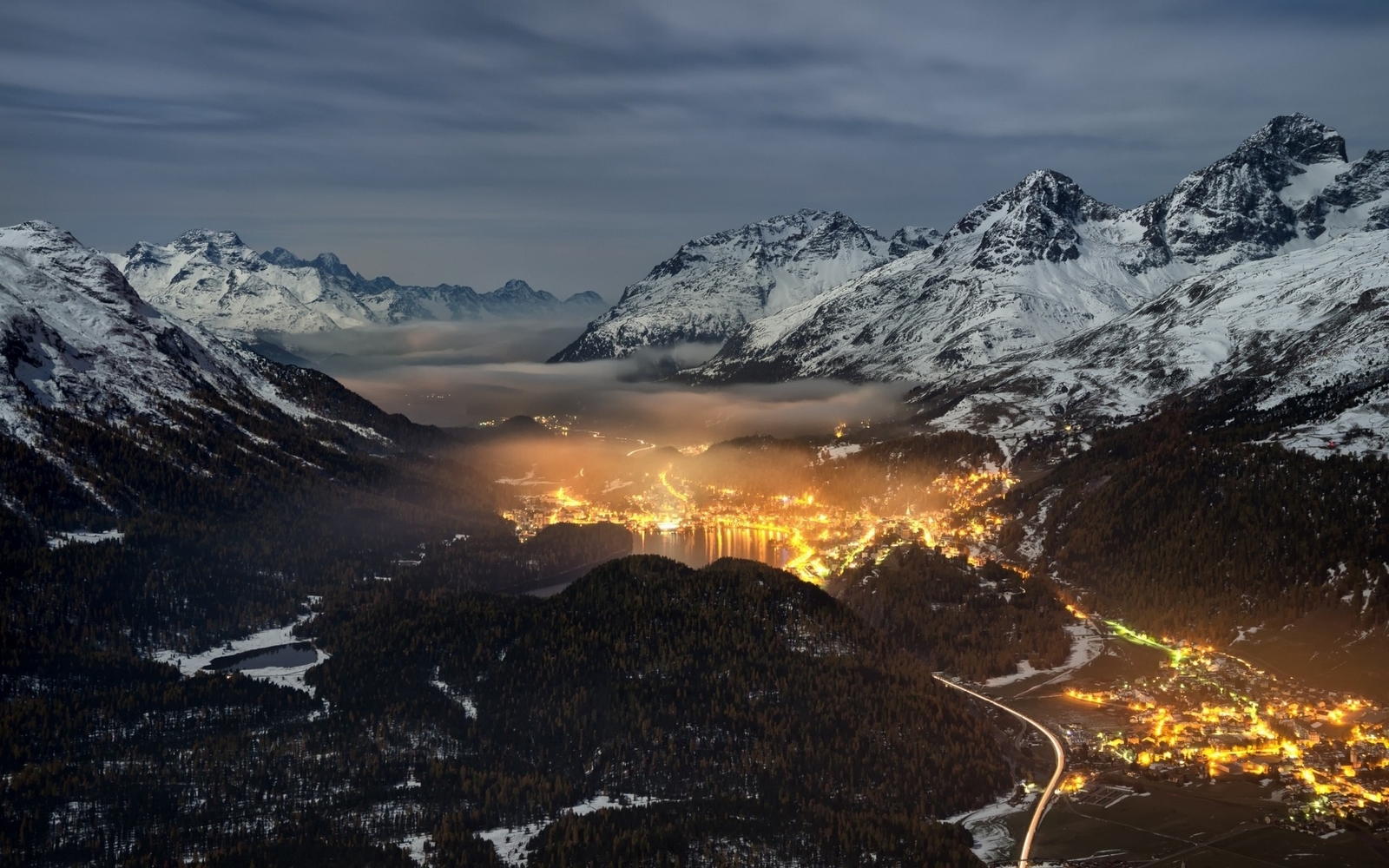 Landscape nature valley switzerland mountains mist Custom Gaming Mat Desk