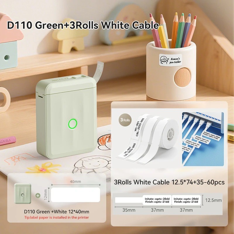 NIIMBOT D110 Mini Bluetooth Label Printer Portable Thermal Maker + Tape