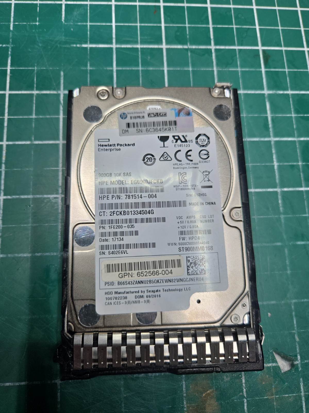HPE 900GB 12G SAS 10K 2.5" HDD EG0900JFCKB 785411-001 Dual Port SmartDrive #0476
