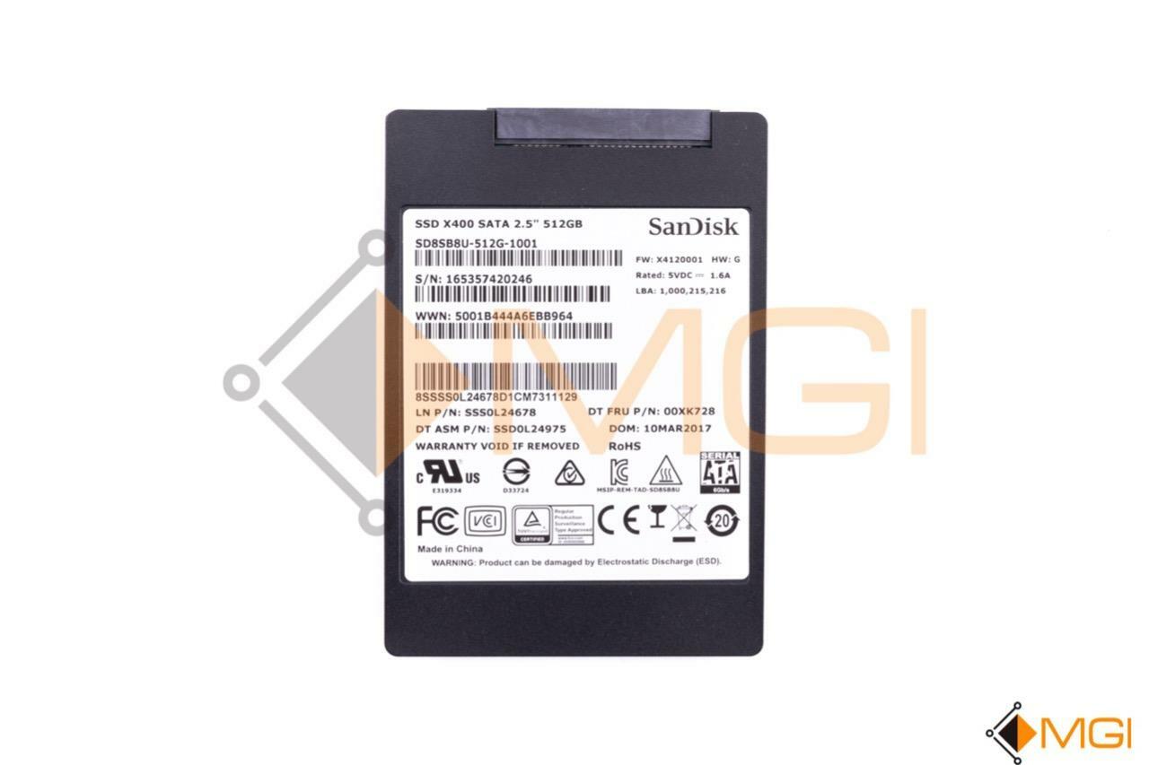 LENOVO SCANDISK X400 SATA 2.5" 512GB SSD // 00XK728 // 