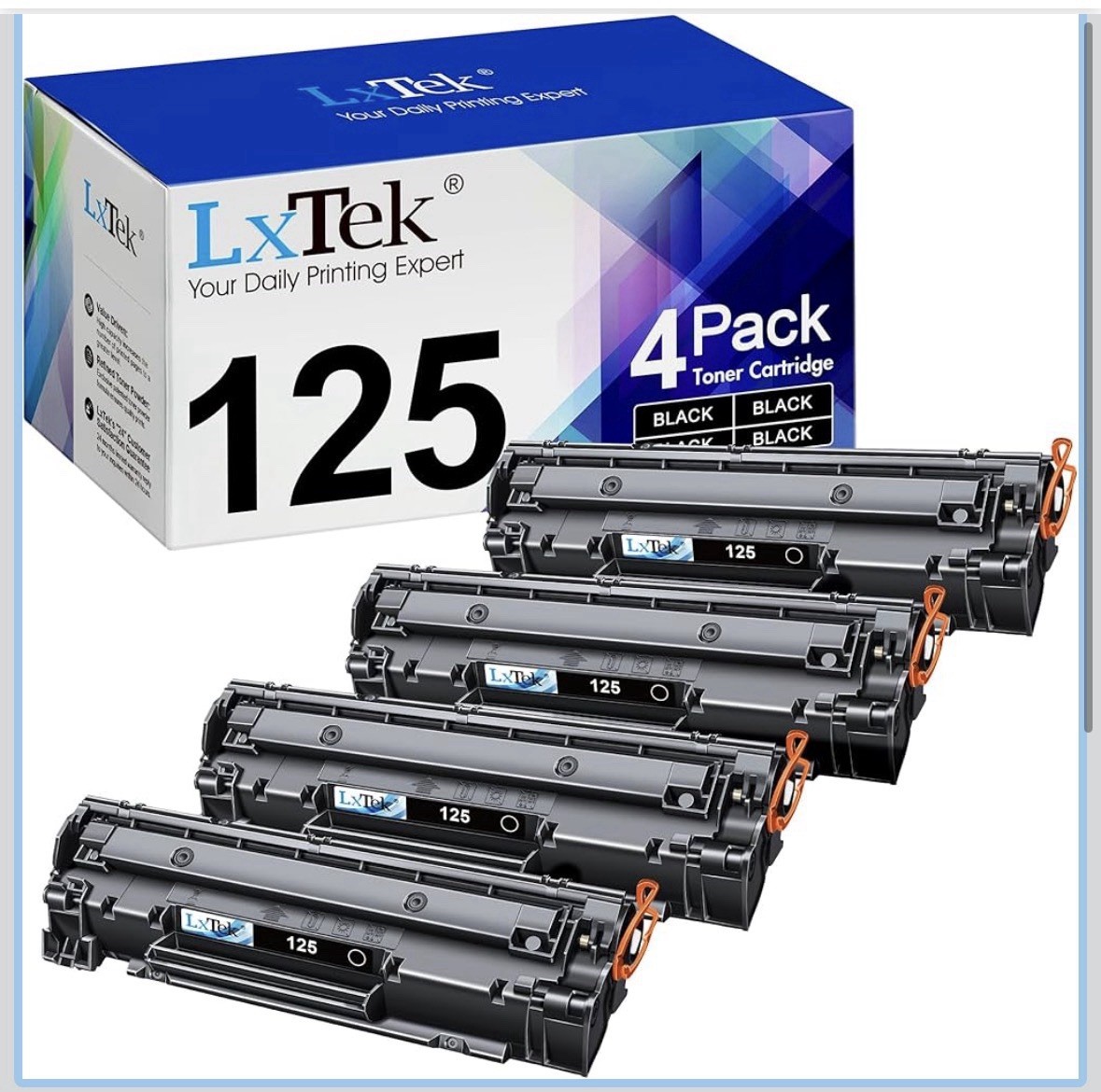 Black 4 Pack Toner Cartridge for Canon 125 CRG-125 3484B001 ImageClass LBP6000