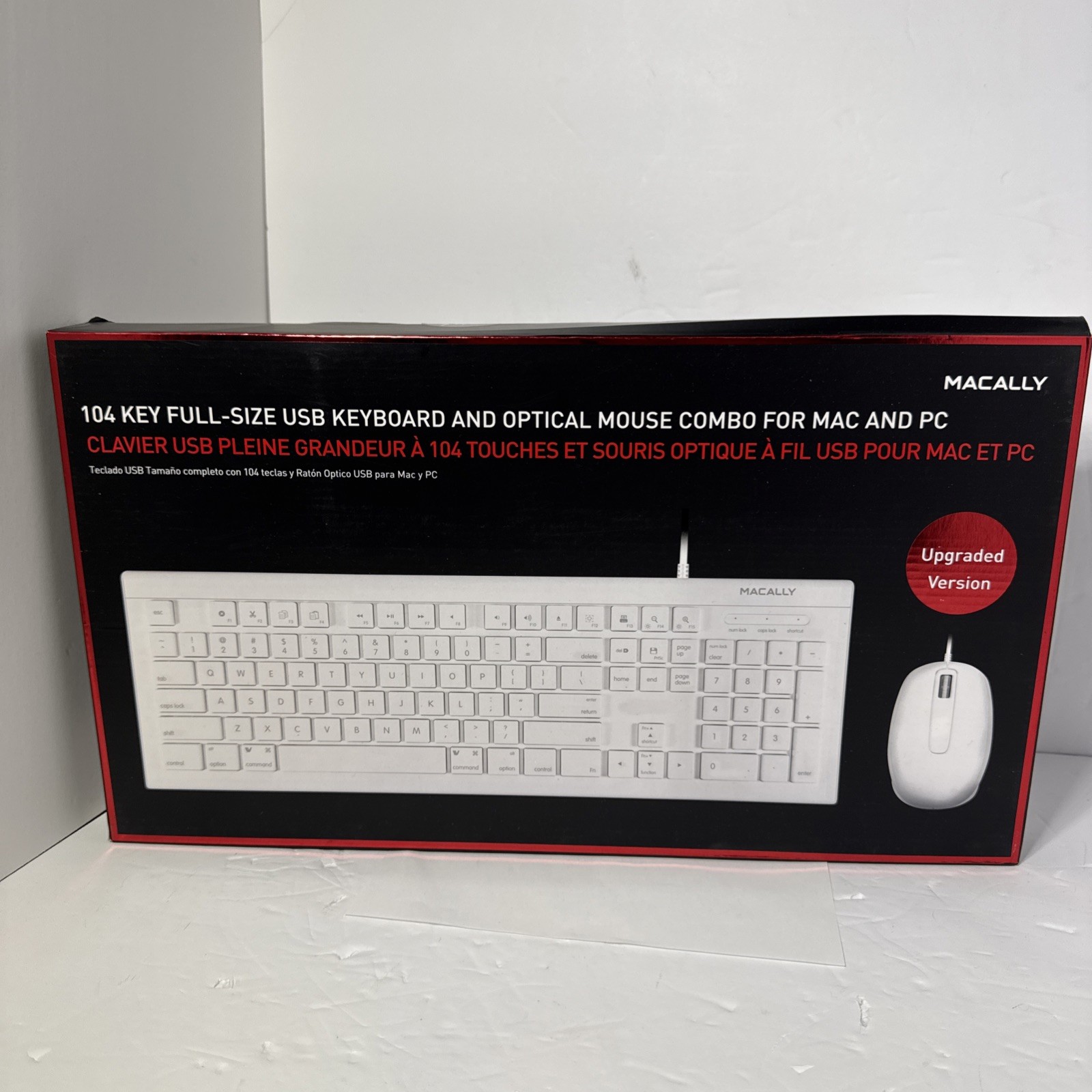 MACALLY 104-Key USB Keyboard & Mouse Combo – New Sealed – Mac & PC Compatible