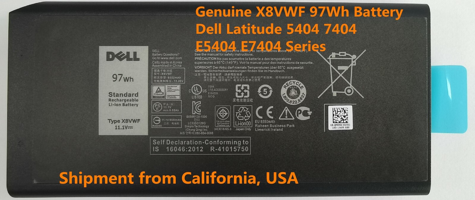 Genuine 4XKN5 X8VW Battery For Latitude 5404 5414 7404 7414 Rugged Extreme XRJDF