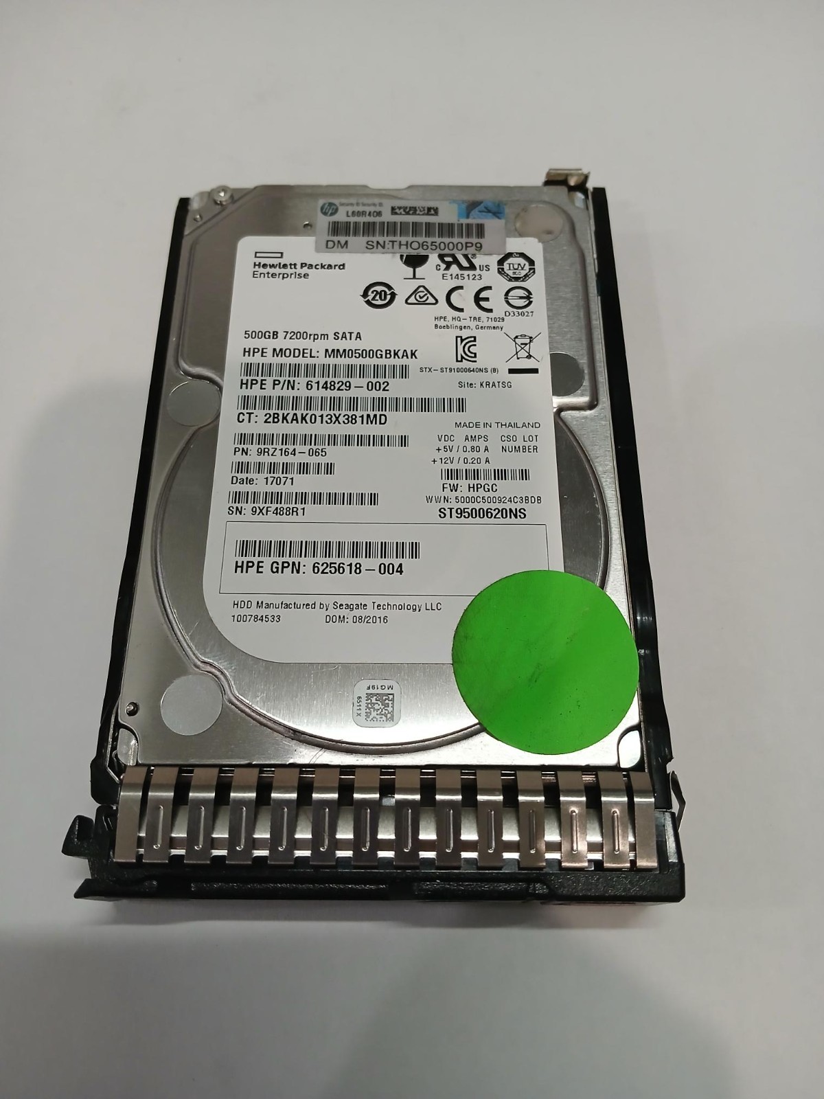 HP 500GB 7.2K SATA 2.5" HDD MM0500GBKAK 614829-002 9RZ164-065 625618-004