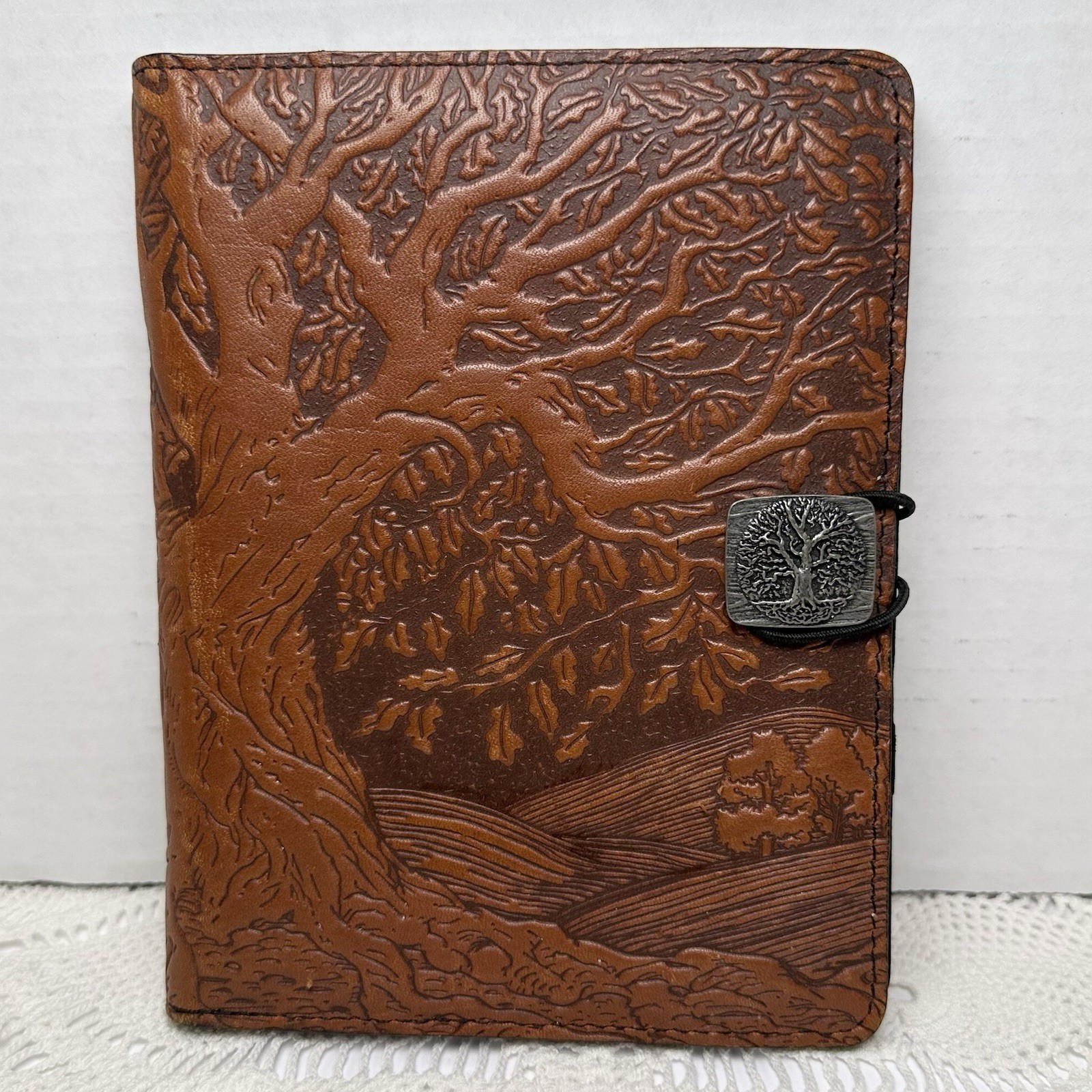 Oberon Design Tree Of Life Brown Leather Kindle E-Reader Cover Case 5.5x7”