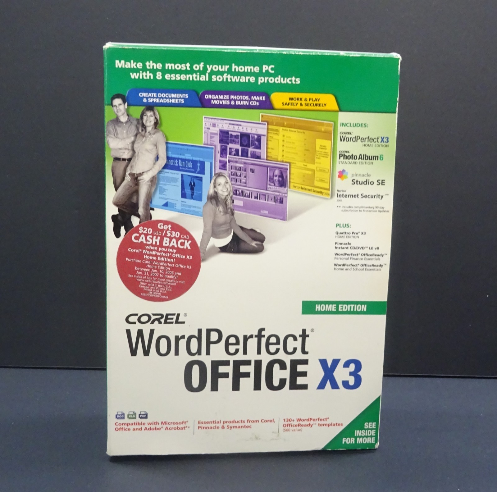 Corel WordPerfect Office X3 Home Edition PC Software CD Complete Box Set