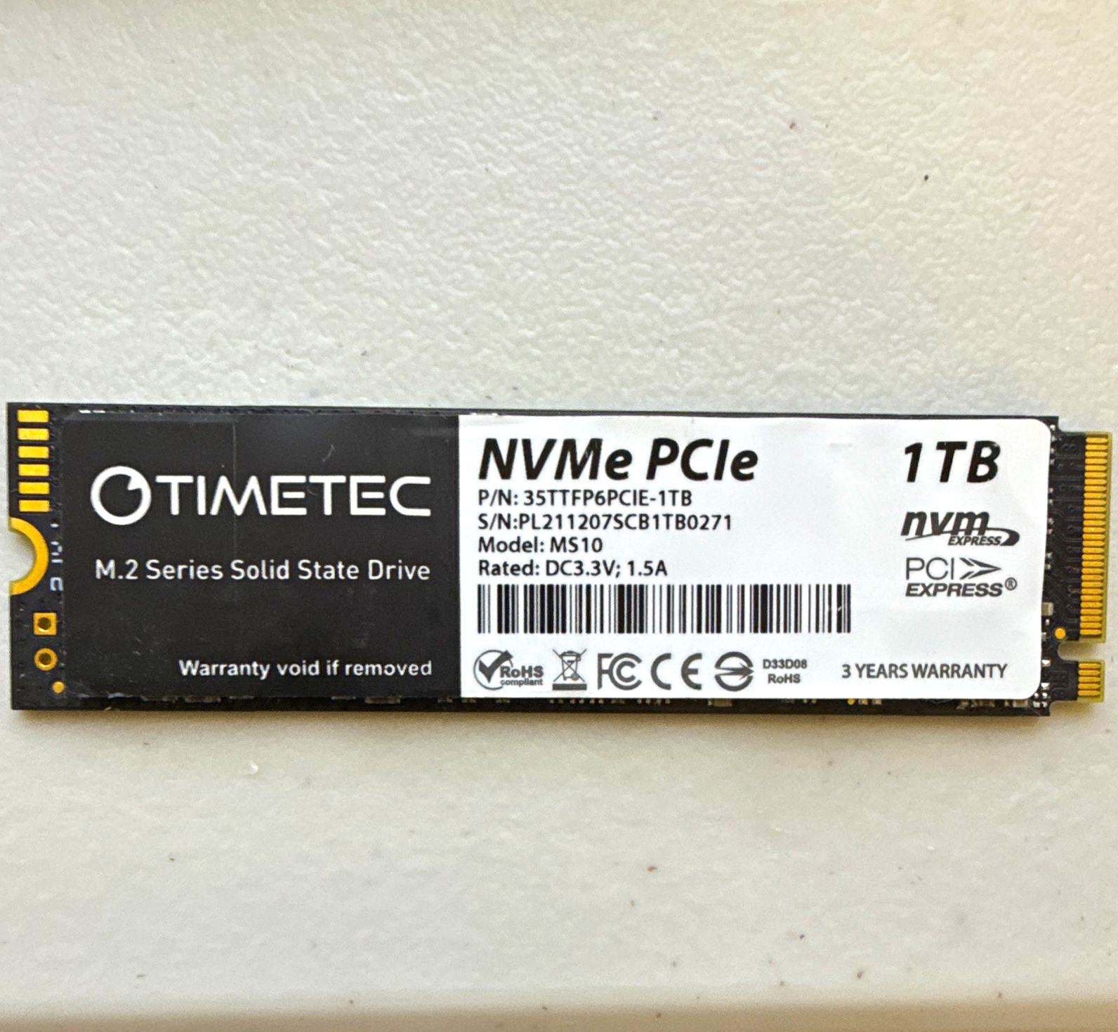 Timetec MS10 1TB NVMe PCIe M.2 Series Internal SSD Black 35TTFP6PCIE-1TB