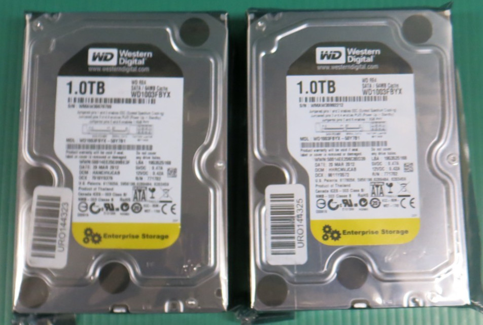 (Lot of 2) Western Digital 1TB / 64MB SATA 3.5" HDD WD1003FBYX / 50Y7B1 / Refurb