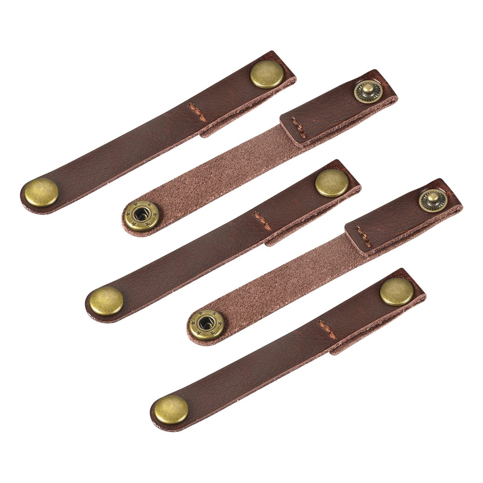 MECCANIXITY Pack of 5 Leather Cable Straps Cord Organizer 90x12mm Portable Ca...
