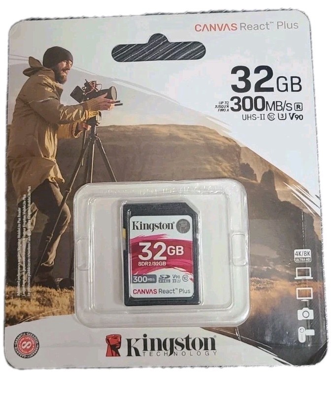 Kingston Canvas React Plus 32GB U3 V90 SD Memory Card 300MB/S