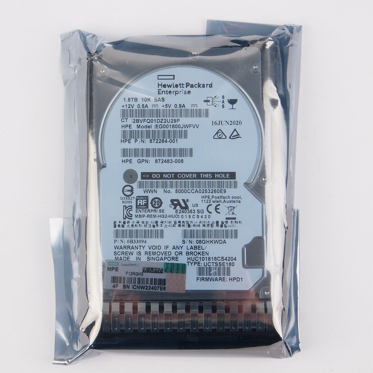 HP 1.8TB 872481-B21 872738-001 SAS 10K 12Gb/s 2.5" SC ENT 512E DS FIRMWARE HDD