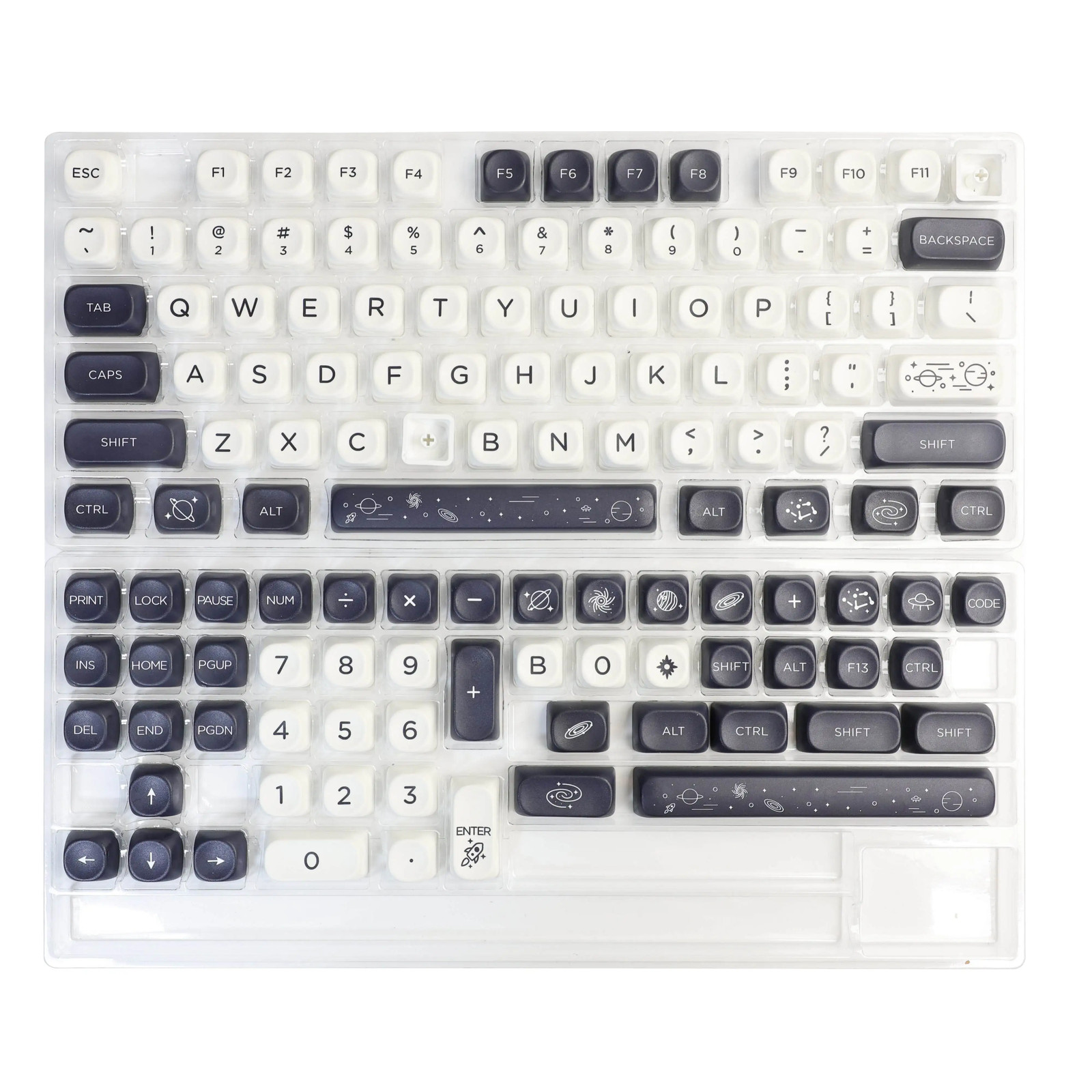 125 Keys Milky Way White PBT Keycaps MOA Profile Dye-Sub for Cherry MX Switches-