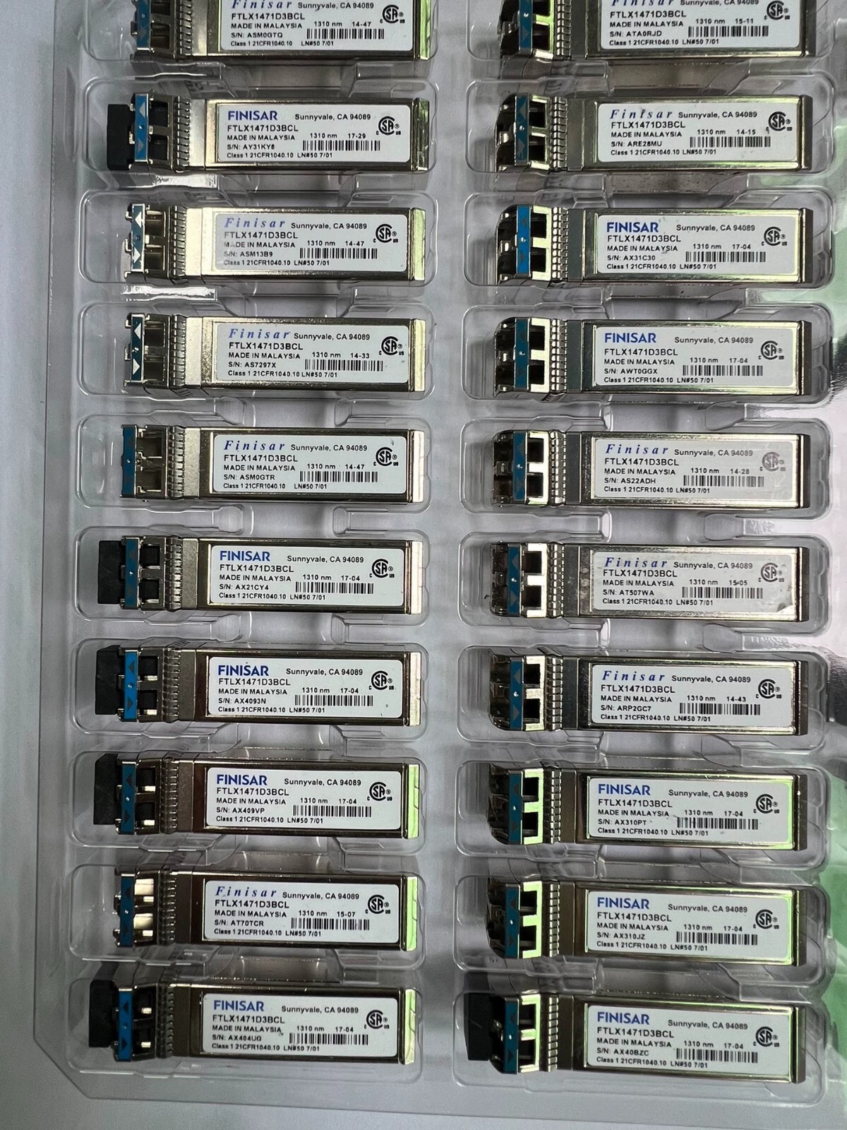 50pcs Finisar FTLX1471D3BCL 10GB LR 10km SFP+ 1310nm SMF Duplex LC Transceiver