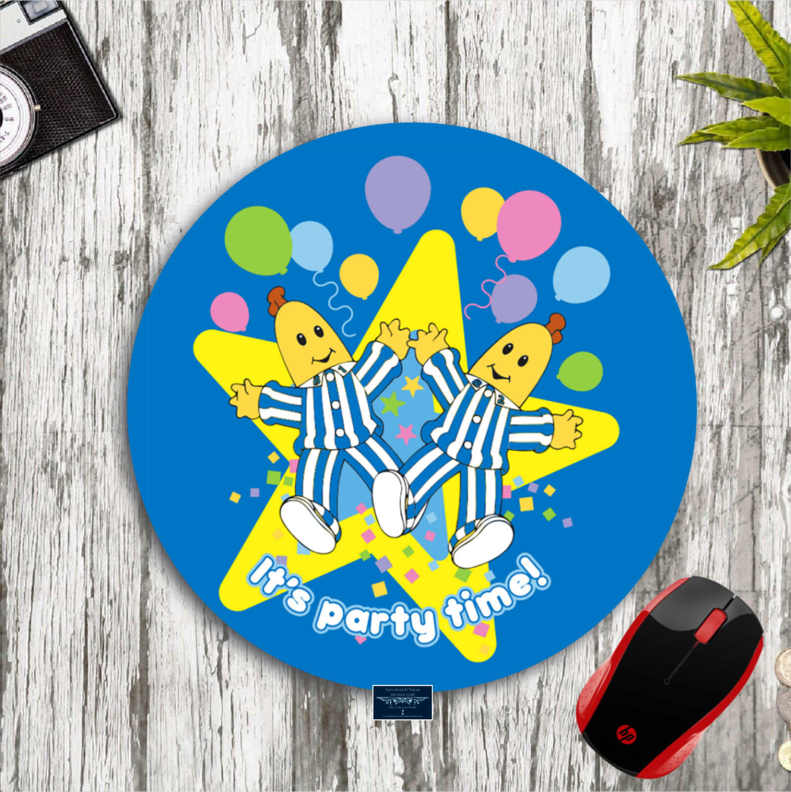BANANAS IN PAJAMAS PARTY TIME STAR BLUE MOUSE PAD DESK MAT SCHOOL OFFICE GIFT