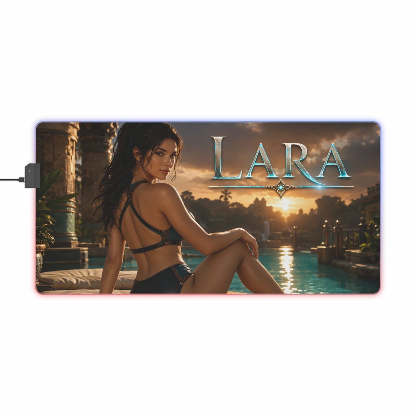 Lara RGB Playmat LED Desk Pad Gaming Mouse Mat Keyboard Setup Decor