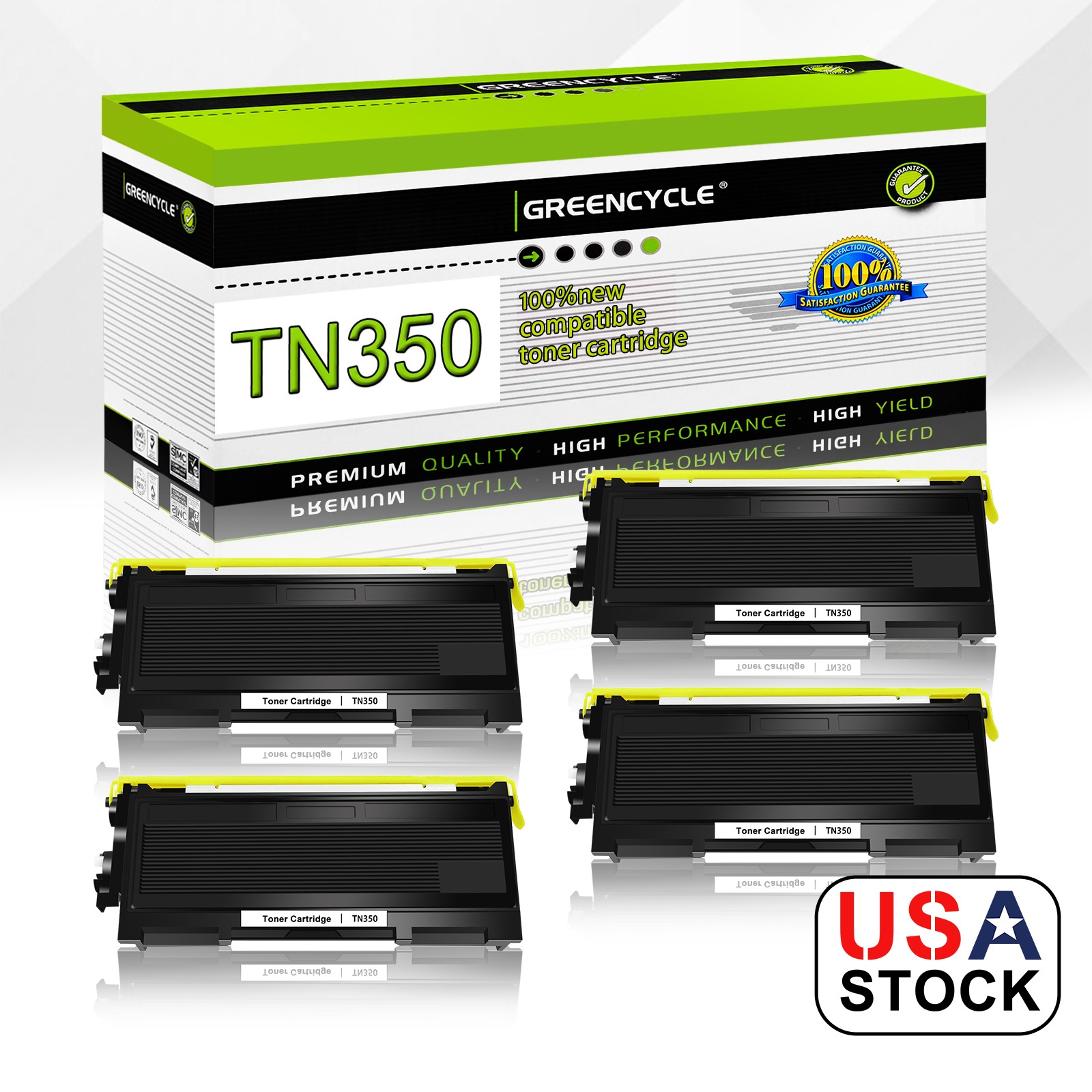 4PK TN350 Toner Compatible for Brother HL-2045 HL-2050 HL-2075N HL-2070N Printer