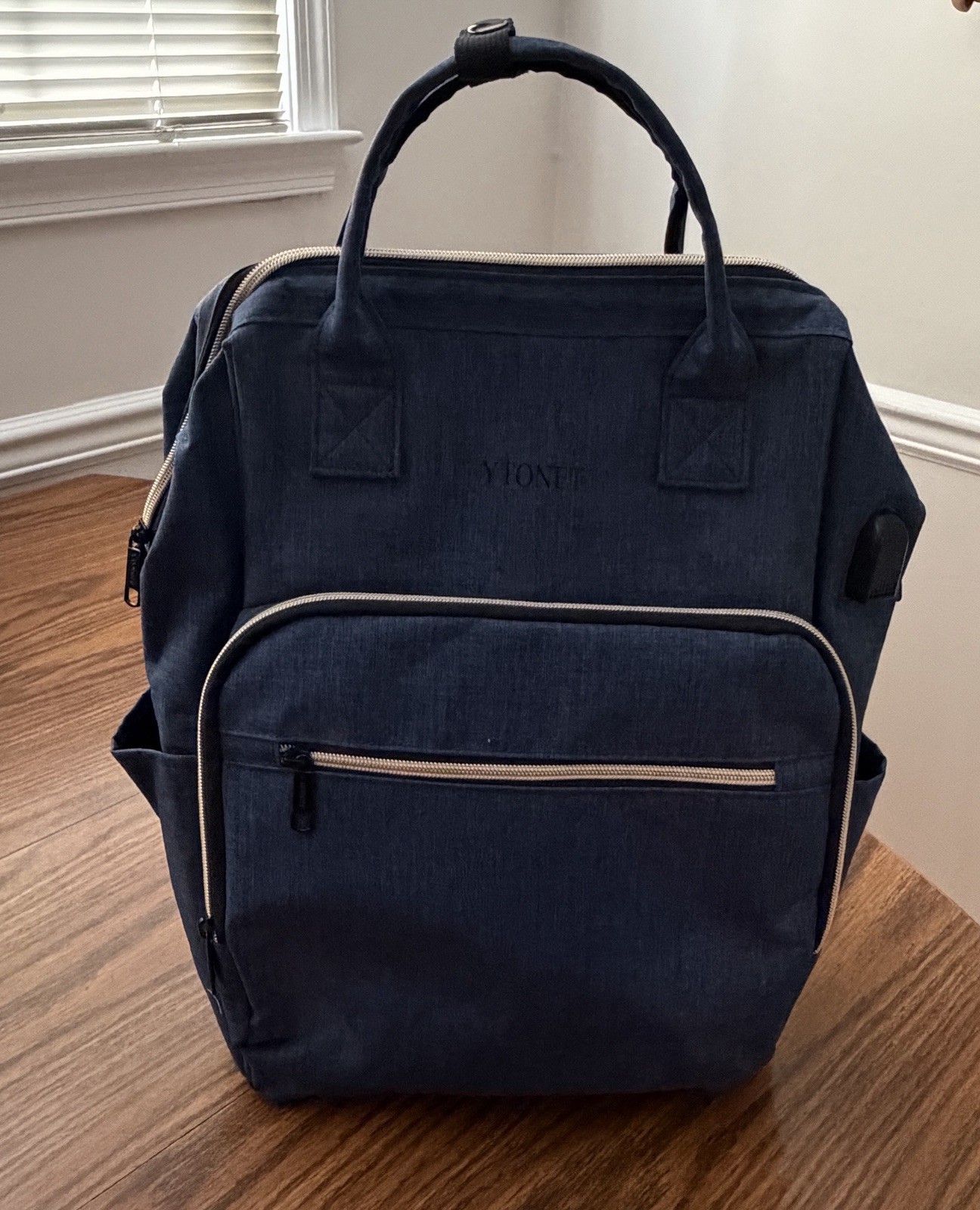 Blue Multi-Compartment Gym School Laptop Hiking Backpack Bag USB Ytonet EUC