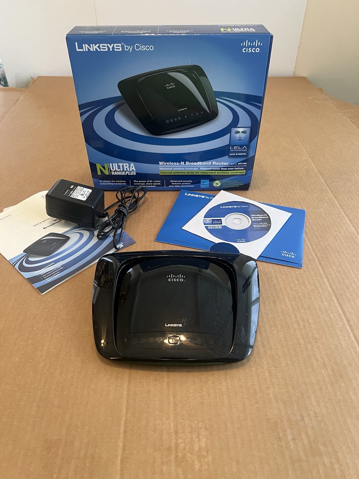 Linksys WRT160N Wireless-N V3 Broadband Router, No Ethernet Cable, Tested-Works