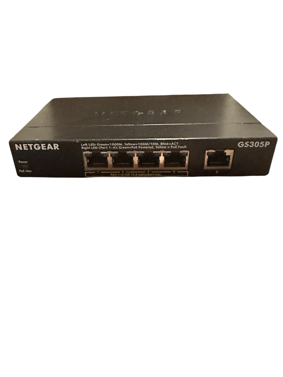 NETGEAR GS305P 5-Port Gigabit PoE Switch 4-Port PoE 55W Unmanaged Ethernet