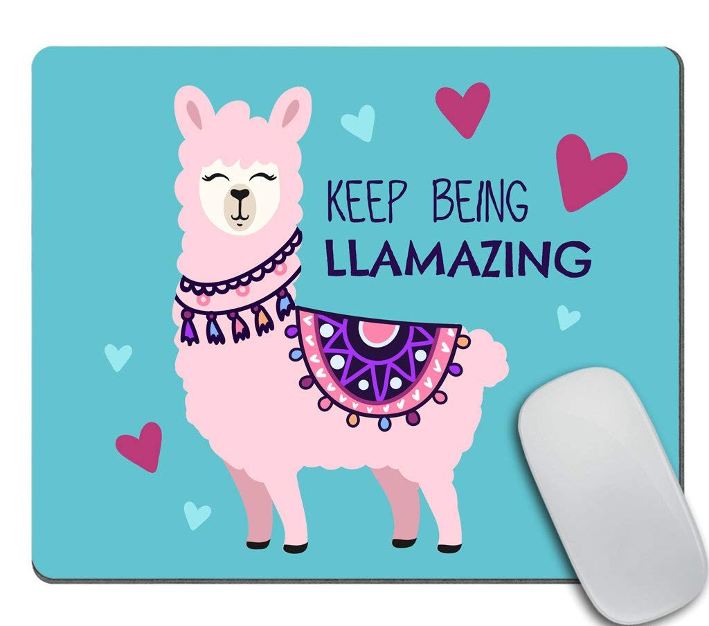 Cute Llama and Heart Pad Custom, Keep Being llamazing Quote Customized Rectan...
