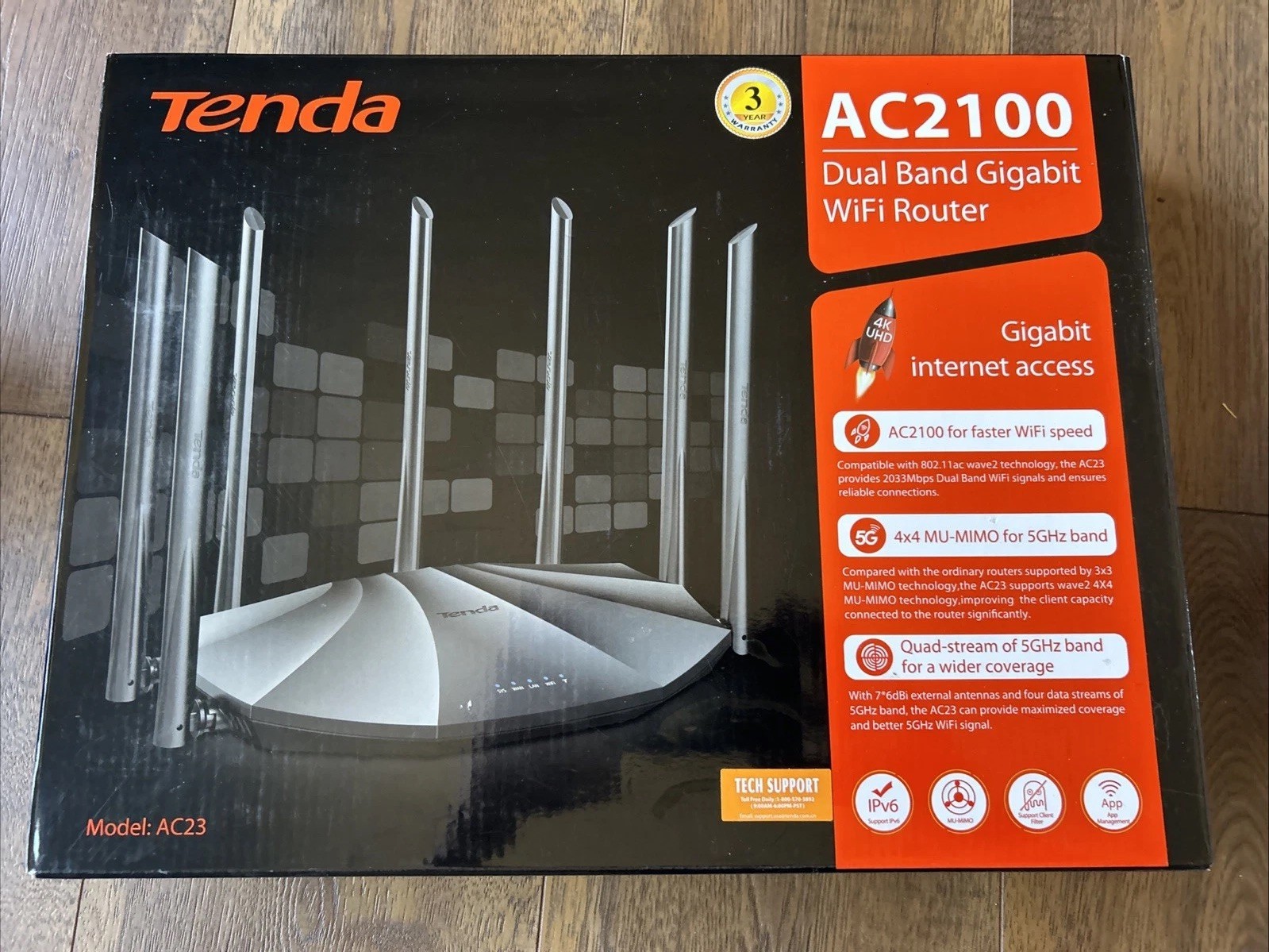 Tenda AC2100 Dual Band Gigabit WiFi Router (AC19) New Open Box
