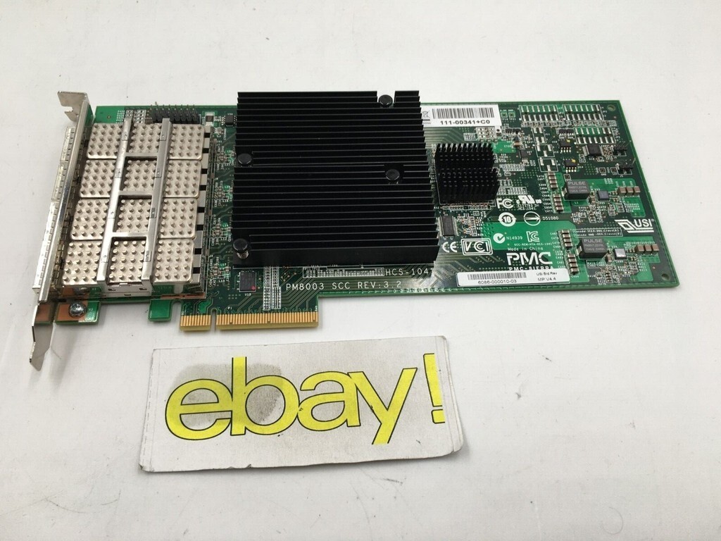 NetApp 111-00341+C0 SAS 4-Port 3/6GB QSFP PCIe Controller Card PM8003 SCC REV4.4