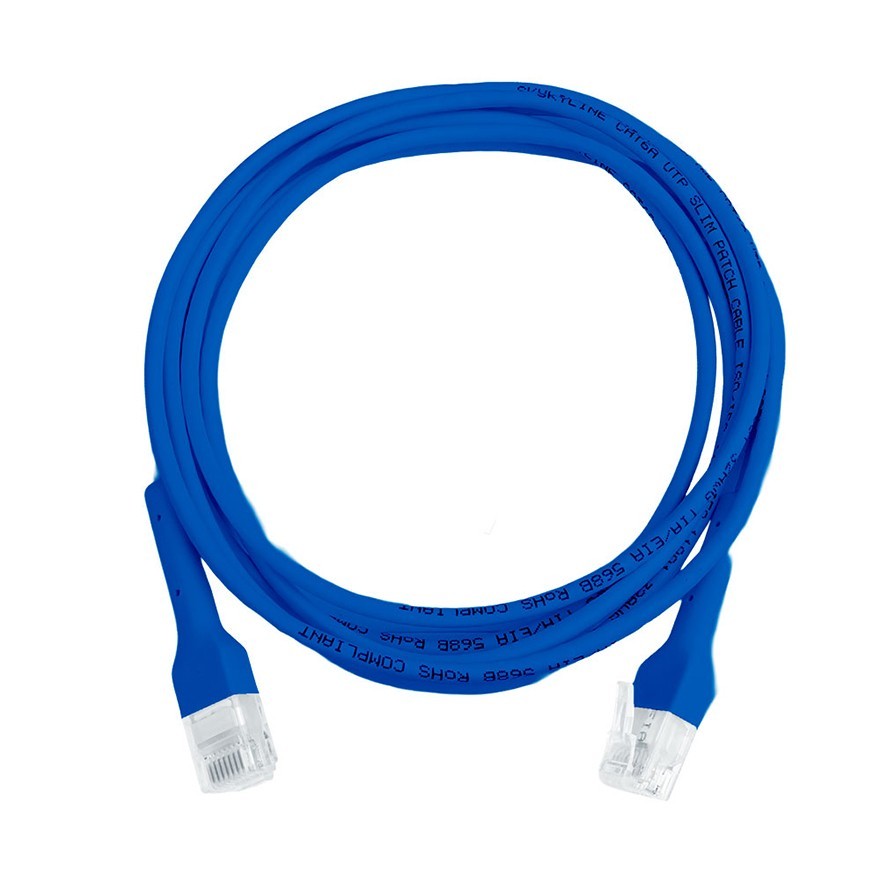 Skyline Cat6a Ethernet Patch Cable 6 foot | Blue | Bendable Slim, 8 Pack