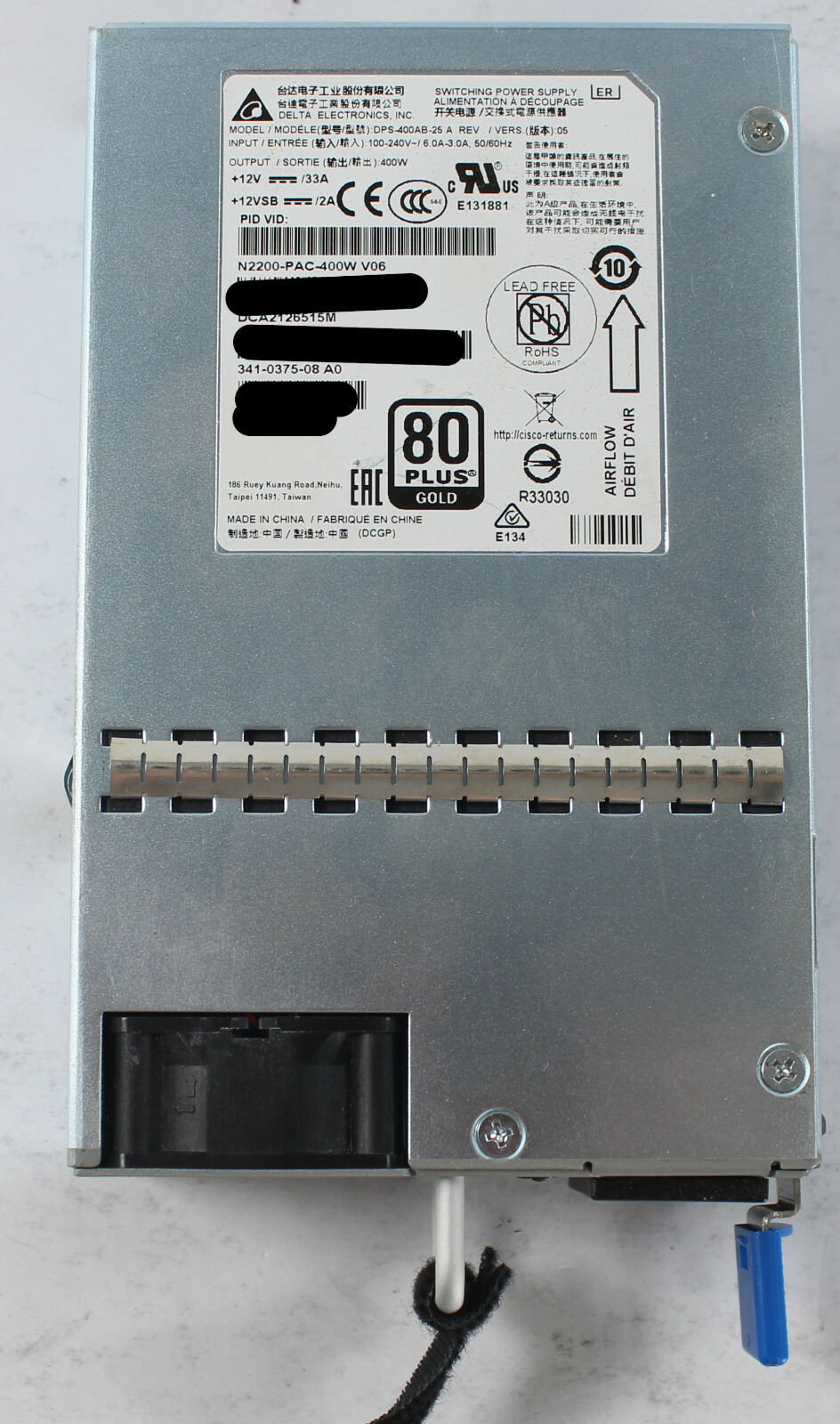 Cisco Delta DPS-400AB-25 400w Power Supply N2200-PAC-400W 341-0375