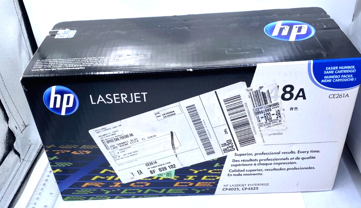 HP Laserjet Print Cartridge CE261A, 648A Cyan Genuine New Sealed Expired