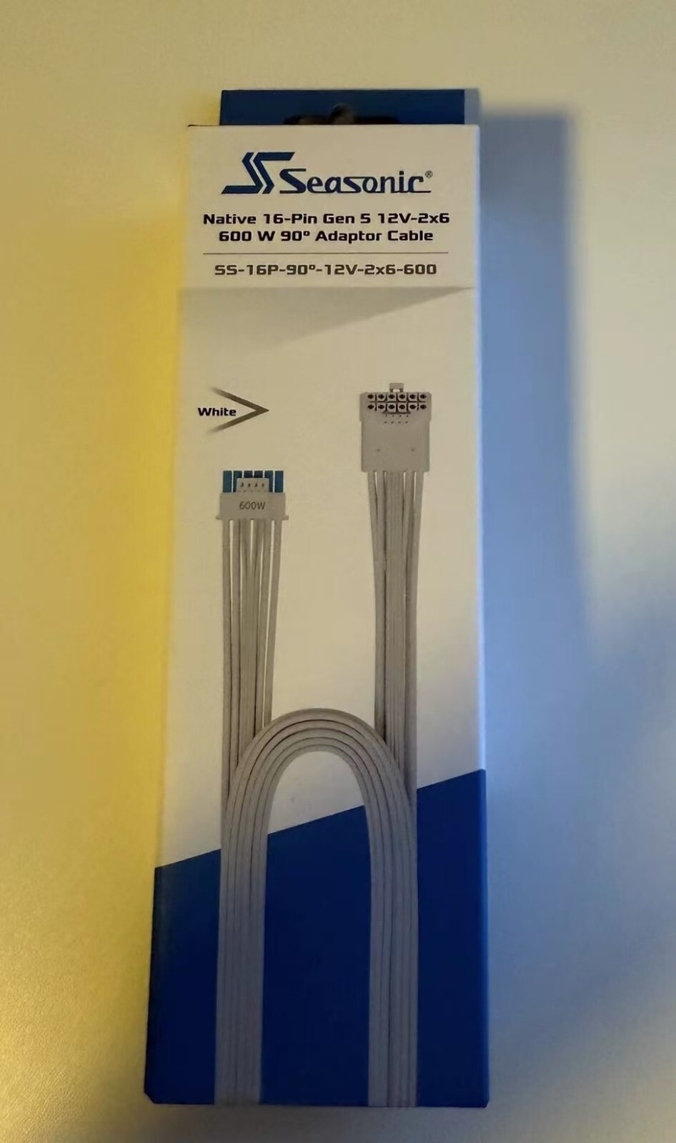 Seasonic Modular 16Pin Gen5 12V-2x6 White 600W 90° Adaptor cable