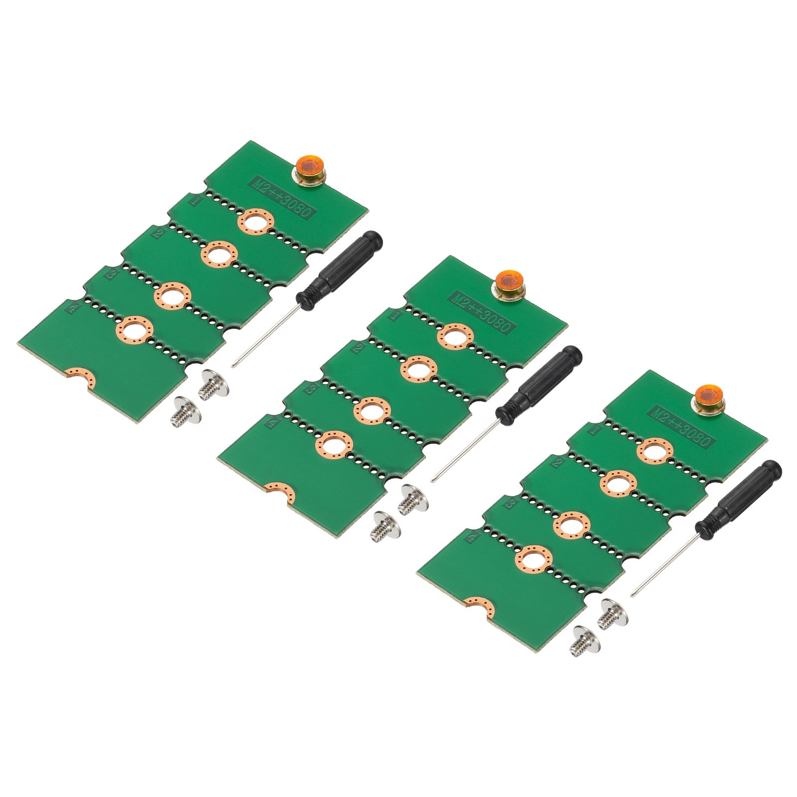 3Pcs M2 SSD Extended Adapter Card Transfer 2230 2242 2260 2280 Screwdriver Green