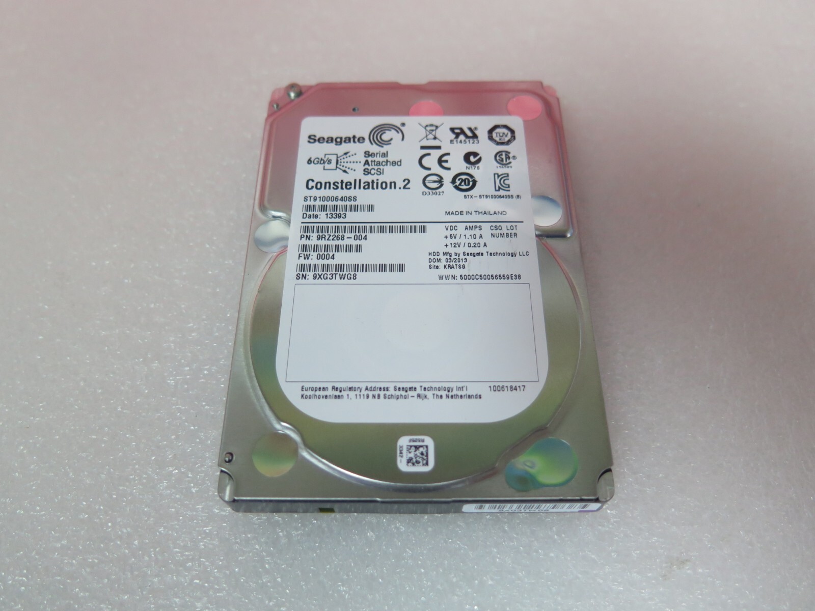 Seagate Constellation.2, 1TB 7.2K SAS  2.5" HDD 9RZ268 ST91000640SS