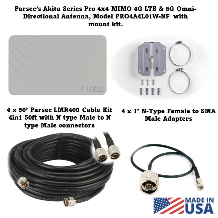 MIMO 4x4 Panel External Antenna Kit for 4G LTE/5G Hotspots & Routers (Full kit)