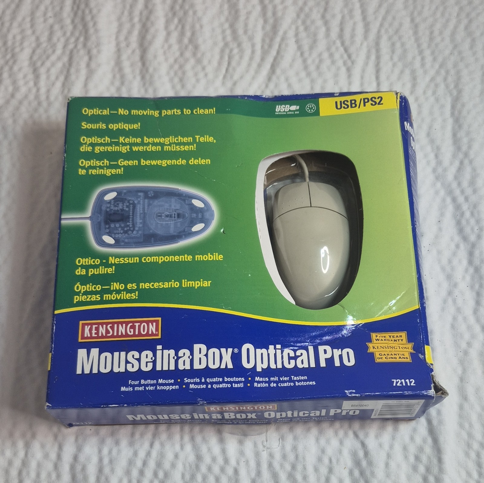 Kensington Mouse in a Box Optical Pro 4-Button 800 DPI USB/PS/2 Mouse 72112