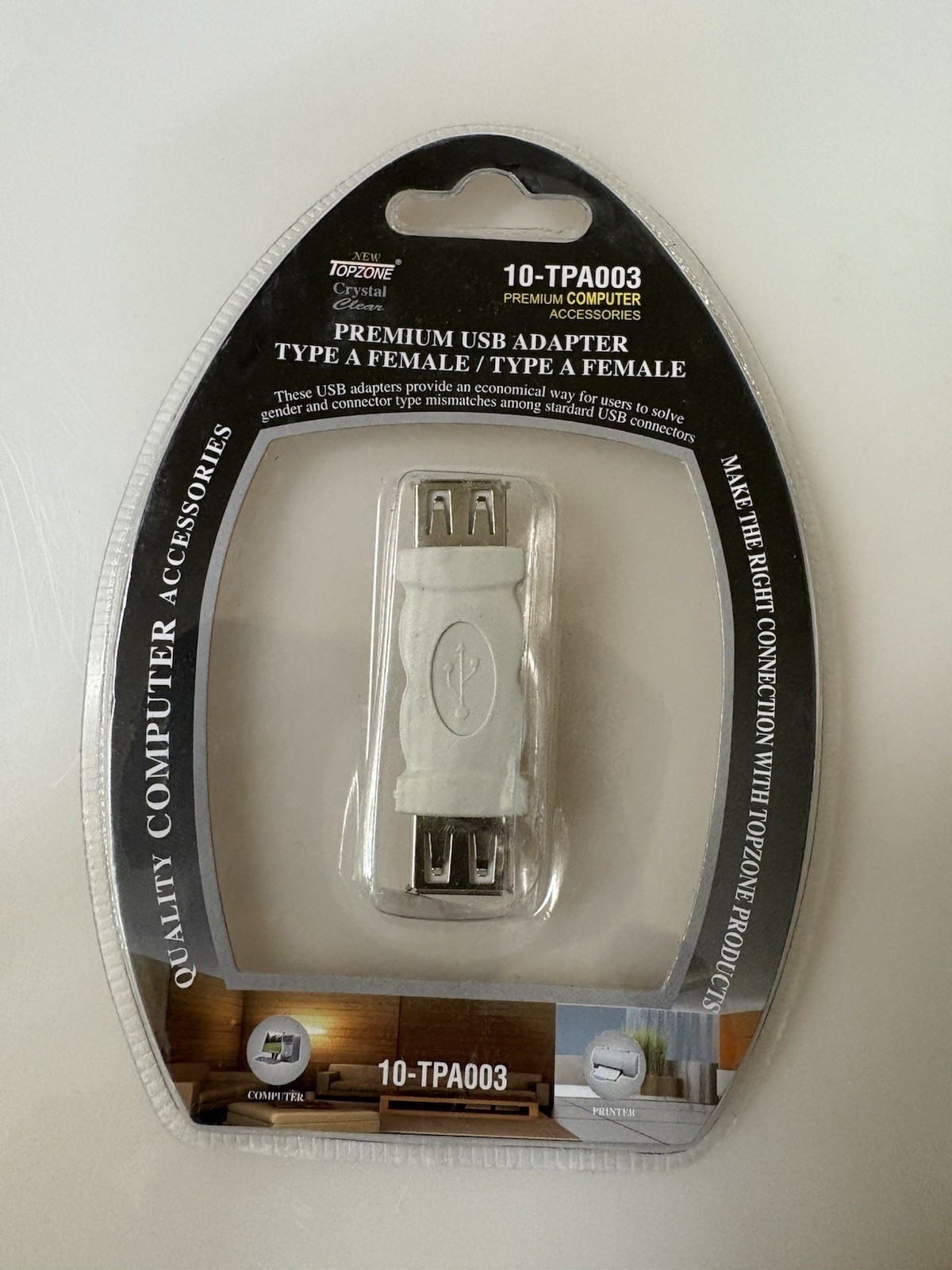 TopZone Premium USB Adapter Type A Female/Type A Female Model 10-TPA003